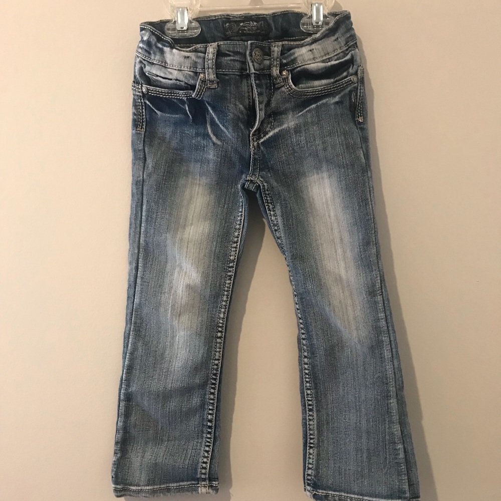 Girls Silver Boot Cut Jeans, size 4T